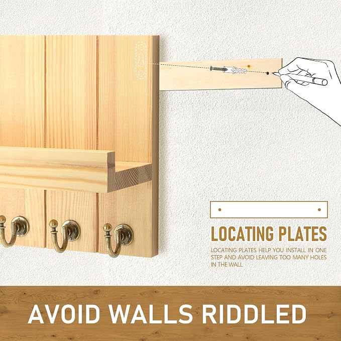 Rebee Vision Pine Wood Key Holder Wall Mount - Image 5