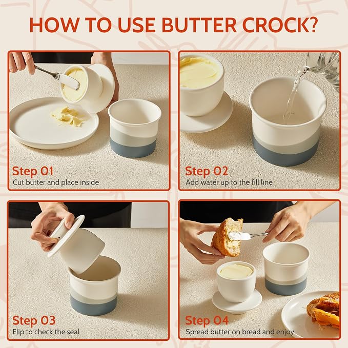 Sweese Light Blue French Butter Crock - Image 5