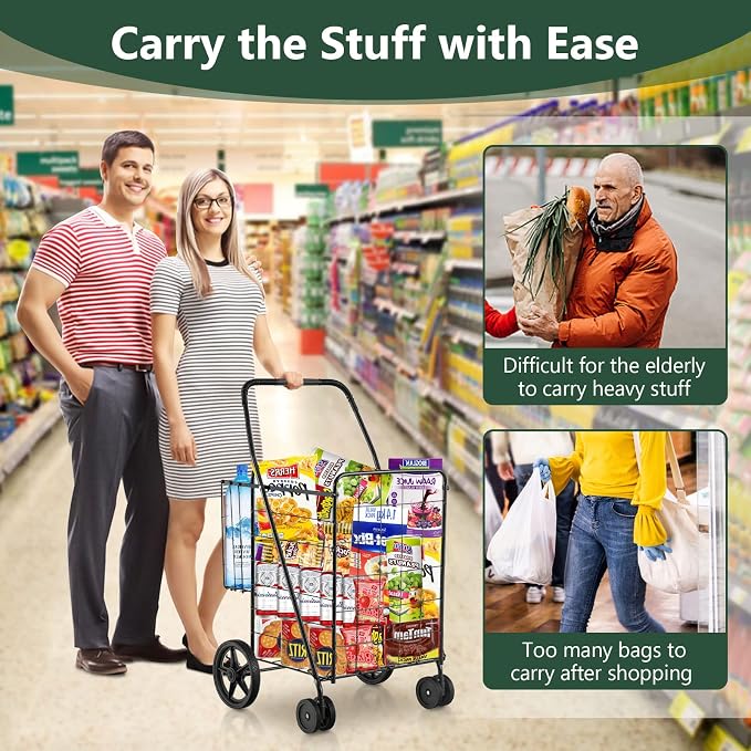 Goplus Jumbo Folding Shopping Cart - Image 2