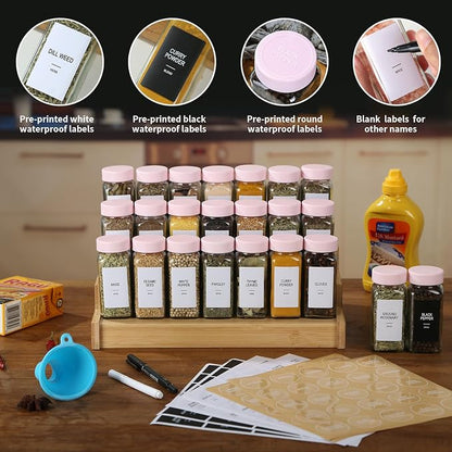 24 Glass Spice Jars with Labels, Spice Jar Set, 4oz Seasoning Containers - Image 2