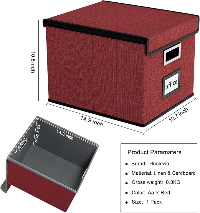 File Organizer Box with Lids, Collapsible File Folder Organizer | File Box with - Image 5