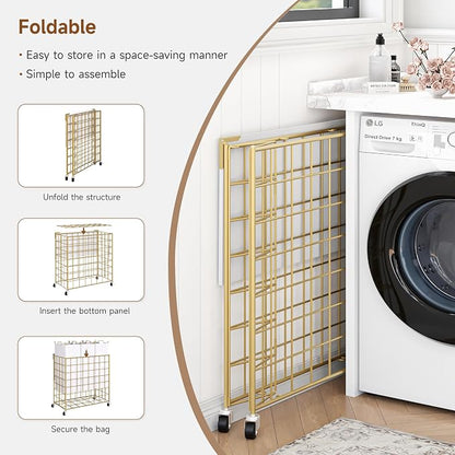 Laundry Basket with Wheels, Heavy Duty Laundry Sorter 3 Sections, 140L Large - Image 8