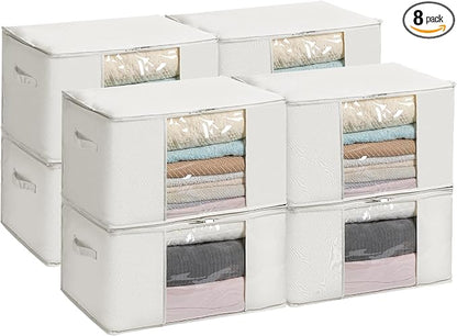 TYEERS Large Storage Bags with Zipper and Clear Window, Cotton Blended Fabric by StorageOrganization