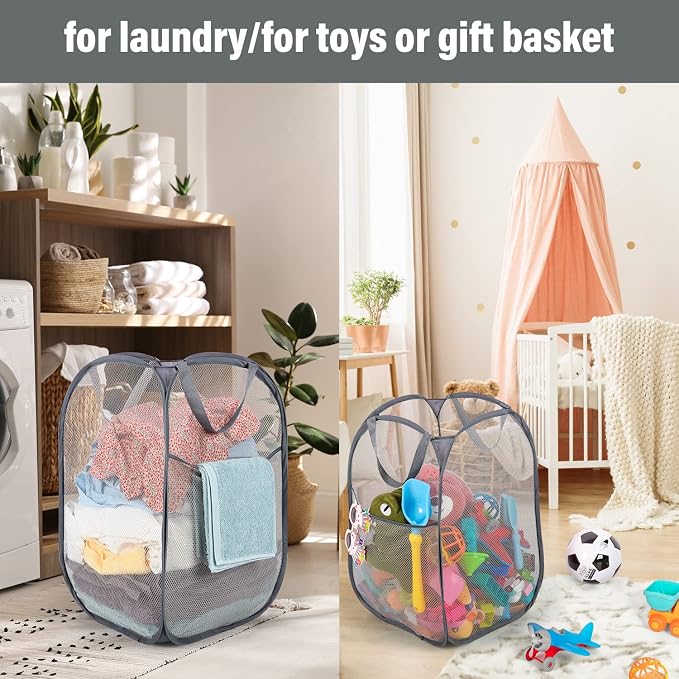 BATTOO Deluxe Strong Mesh Pop up Laundry Hamper Basket - Image 5