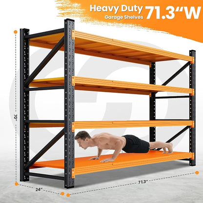 71”W Garage Shelving Units, 5000LBS Storage Shelves Heavy Duty, 4 Tier Large - Image 2