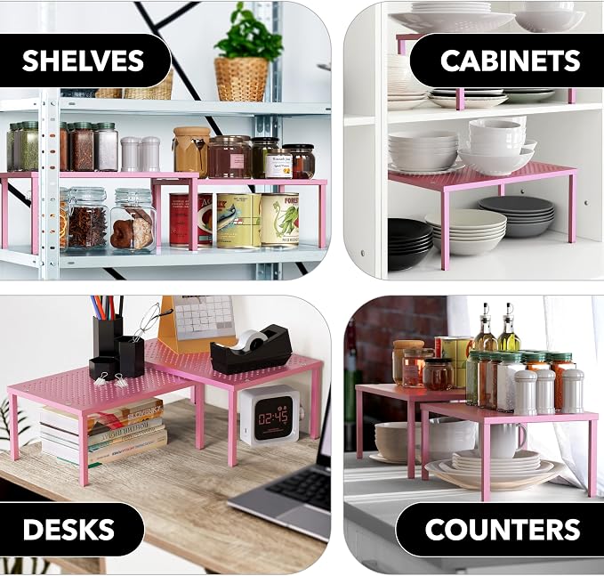 Simple Houseware Expandable Stackable Kitchen Counter Shelf Organizer, Metal Top - Image 7