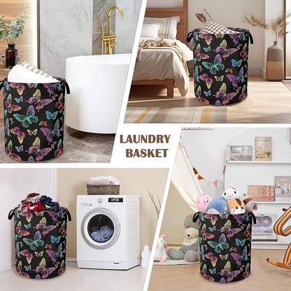 Rainbow Butterfly Collapsible Laundry Baskets, Laundry Hamper, Storage Basket - Image 7