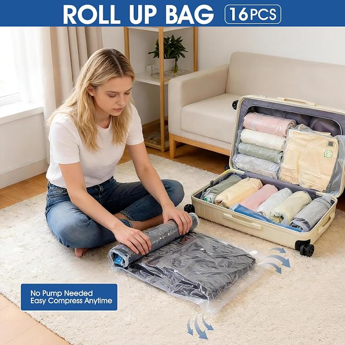 AROIC 50 Pack Vacuum Storage Bags, 5 Sizes + 2 Roll-up Space Saver Vacuum - Image 5