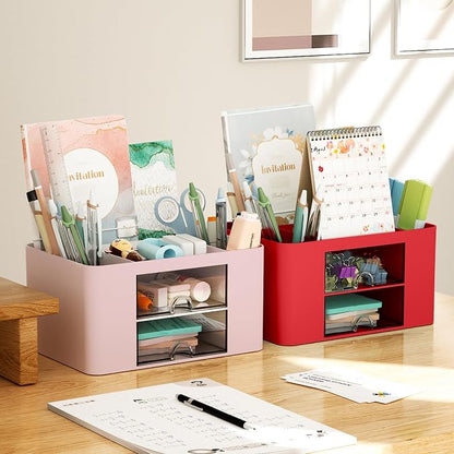 Marbrasse Pen Organizer with 2 Drawer, Desk Organizers and Accessories with 5 - Image 5