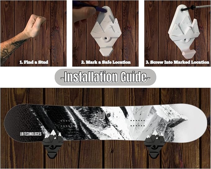 Snowboard Wall Mount Storage – Damage-Free Snowboard Hanger, Hook to Securely - Image 4