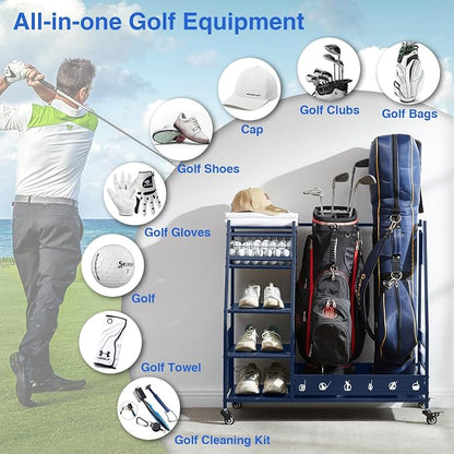 Lauren&Harold Golf Bag Organizer Garage Storage, Golf Storage Rack Stand Fits 2 - Image 5