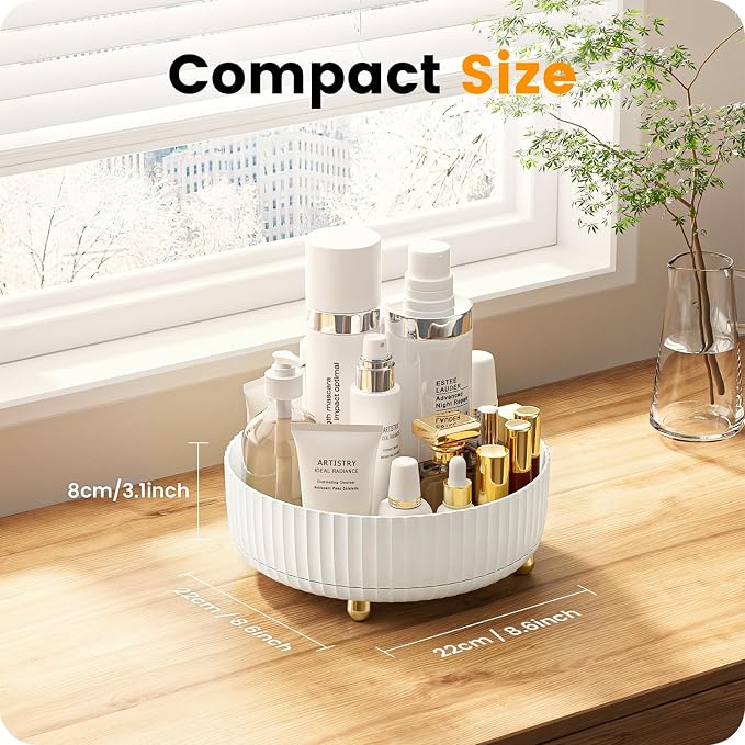 A-LuGei 【Elegant White】 8.6" Perfume Organizer, 【360° Rotating】 Vanity Organizer - Image 6
