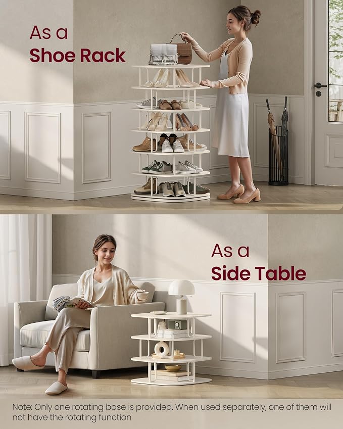 VASAGLE 7-Tier Shoe Rack, Rotating Shoe Rack Tower, Shoe Closet Organizer - Image 7