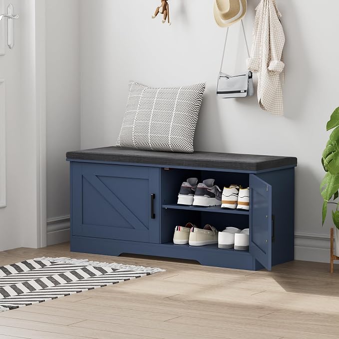 HOMSHO Farmhouse Shoe Storage Bench - Image 8