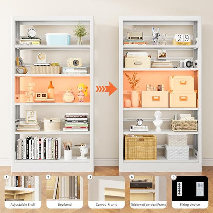5-Tier Bookcase and Bookshelf, Freestanding Bookshelves - Image 6