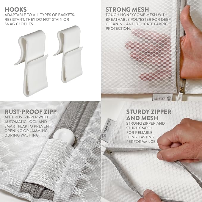 2Pcs Mesh Laundry Bags for Delicates w/Hooks, Hanging Durable Laundry Mesh Wash - Image 6