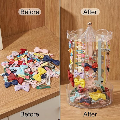 Clear Acrylic Hair Bow Holder, 360 Rotating, 3 Drawers | Clear acrylic - Image 5