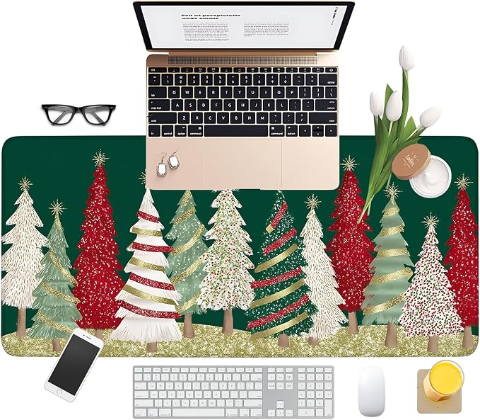 Christmas Tree - Green Gaming Mouse Pad 35.4"x15.7"Desk Mat Anti-Slip Rubber - Image 8