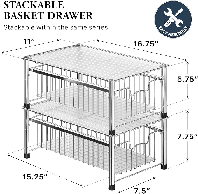 Simple Houseware Stackable Basket Drawer - Image 2