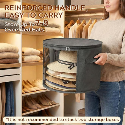 Ofiray-home Large Clear Hat Storage Boxes 2 Pack, Hold up to 7-9 Hats | Gray - Image 2