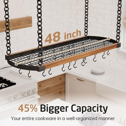 KES 48 Inch Large Hanging Pot Rack Ceiling Mount - Image 3