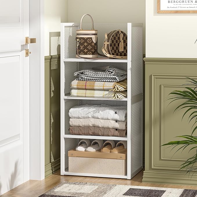 2-Tier Stackable Closet Organizers and Storage Basket, Wire Clothes Shelf - Image 9