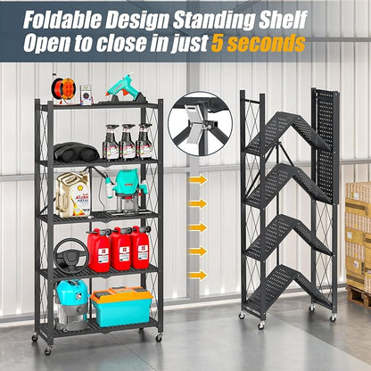 5-Tier Folding Metal Storage Rack - Image 7