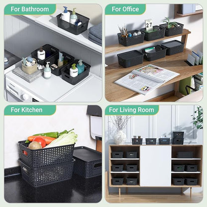 Plastic Storage Baskets with Lid-Plastic Storage Containers Stackable Storage - Image 7