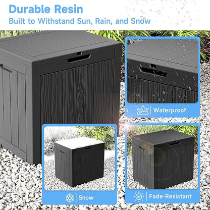 EasyUp 36 Gallon Deck Storage Boxes Outdoor Waterproof, Resin Small Lockable - Image 4