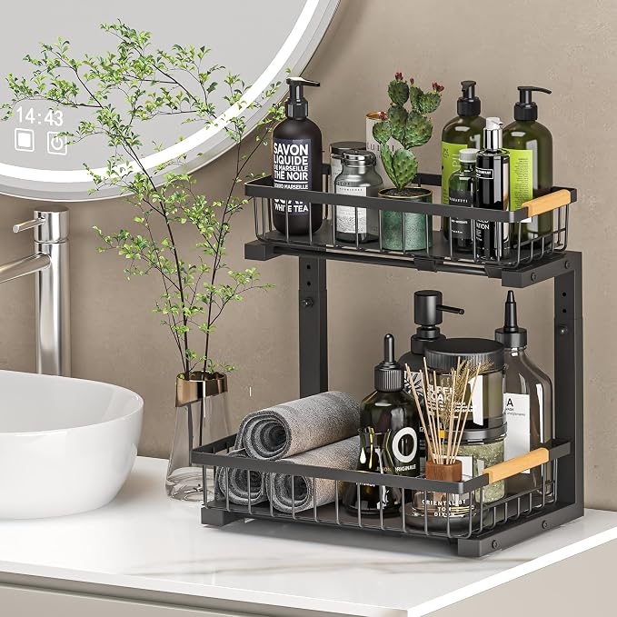 Liuoud Under Sink Organizer 2 Pack, 2 Tier Slide Out Large Capacity Height - Image 9