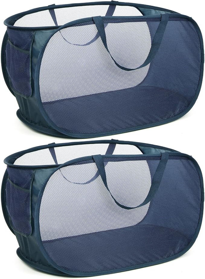 Durable Collapsible Laundry Baskets, Mesh Pop Up Laundry Hamper by Bemkoo