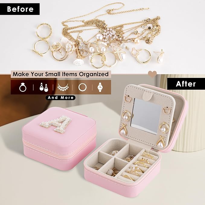 Initial Jewelry Box, Travel Jewelry Case, Gift - Image 5