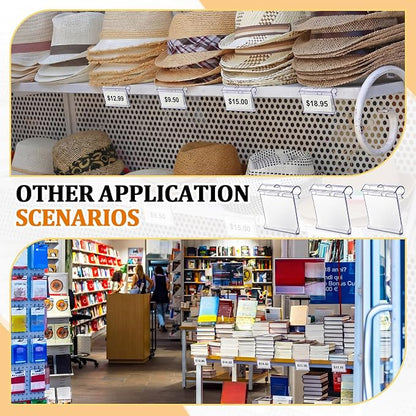 200 Pcs 2" x 1.25" Hook Scanner Plates Shelf Label Holders, Reusable Flip-open - Image 6
