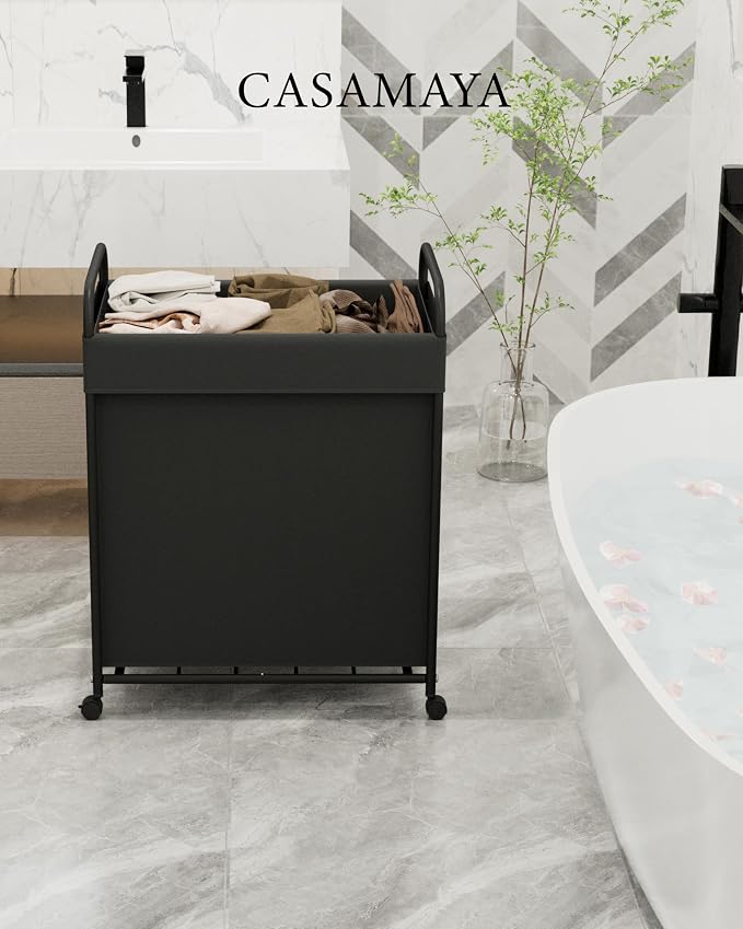 Laundry Basket with Wheels, Rolling Laundry Hamper, Laundry Sorter with - Image 3
