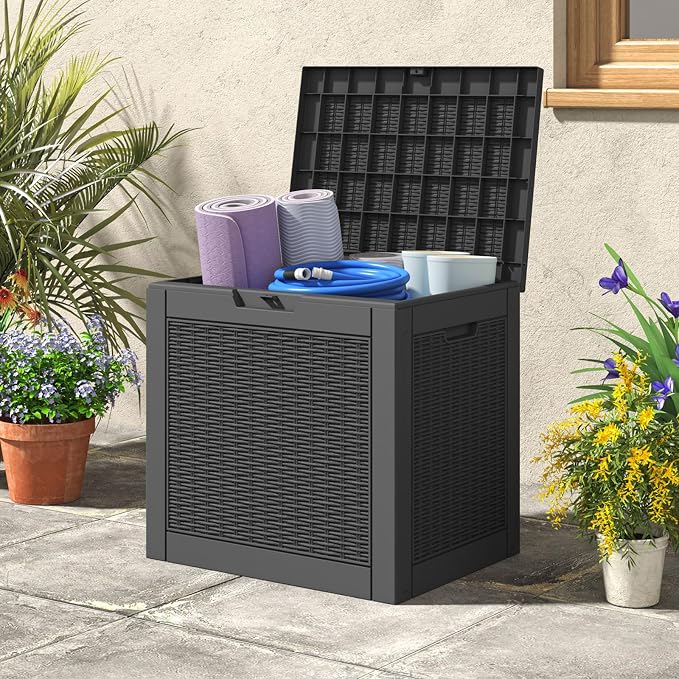 31 Gallon Deck Box, Resin Outdoor Storage Box, Waterproof and UV Resistant Deck - Image 4