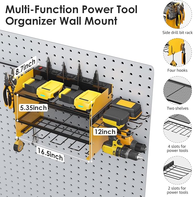 CCCEI Modular Power Tool Organizer Wall Mount Charging Station, Garage Drill - Image 5