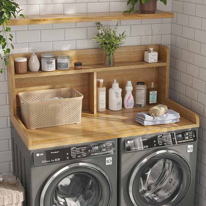 2-Tier Washer Dryer Countertop, 18.5" Raised Height Laundry Countertop - Image 2