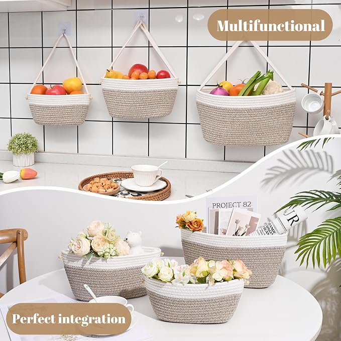 Hanging Basket, 3-Tier Woven Wall Basket - Image 6