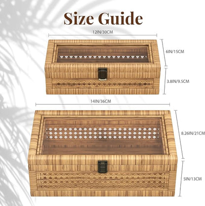 Rattan Decorative Box, Boho Display Boxes - Image 7