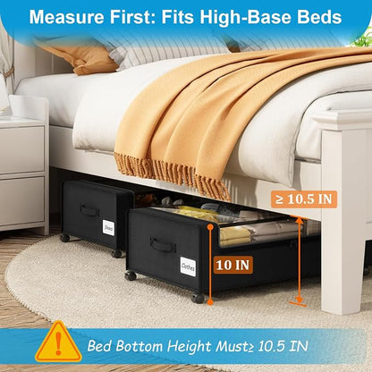 Under Bed Shoe Storage Organizer, 10 Inch Rolling Underbed Drawers - Image 3
