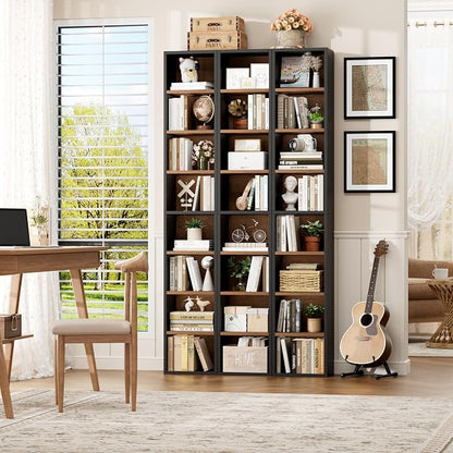 FOTOSOK 2 Pcs 71'' Tall Narrow Bookshelf, 8-Tier Media Tower Rack Set of 2 | CD - Image 2