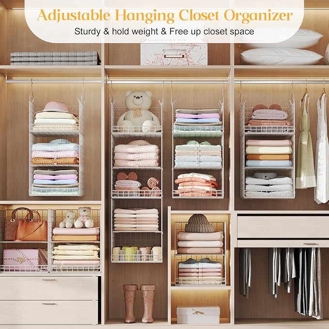 Yuyetuyo 5 Tier Hanging Closet Organizer Separable Hanging Closet Shelves - Image 8