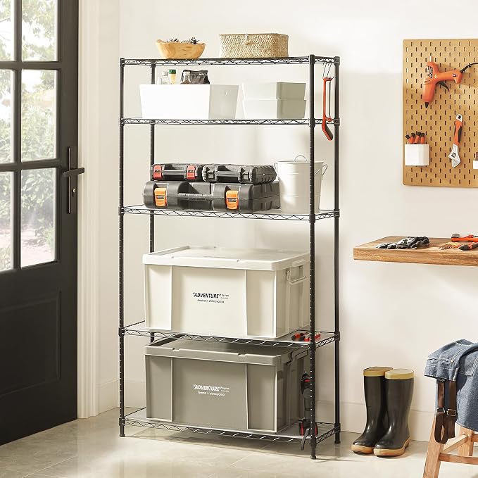 SONGMICS 5-Tier Storage Shelves, Wire Shelving Unit, Kitchen Metal Shelves - Image 4