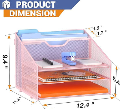 Letter Tray Organizer, Mesh Desk File Organizer - Image 2