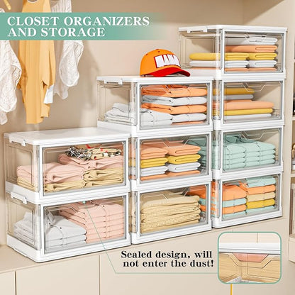 Clear Storage Bins with Lids, 4 Tier Plastic Bins with Wheels, Stackable - Image 4