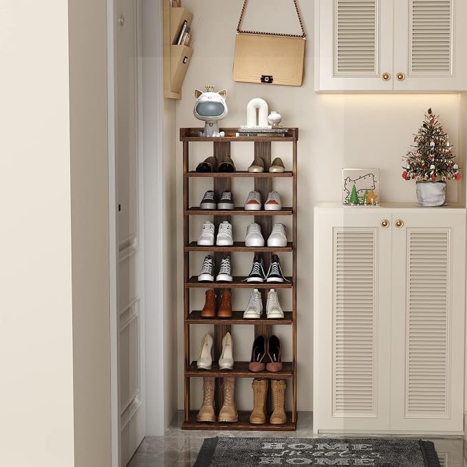HOMEFORT 7-Tier Wood Shoe Rack, Double Rows Shoe Shelf, Shoe Storage Stand - Image 7