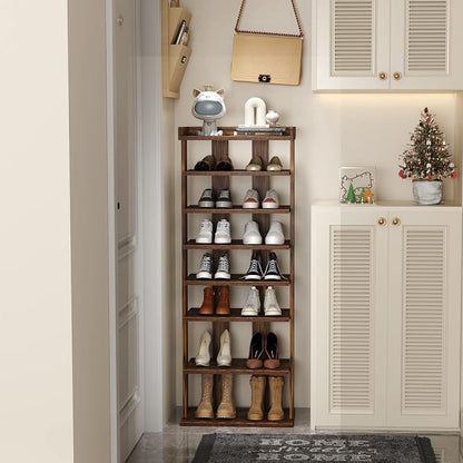 HOMEFORT 7-Tier Wood Shoe Rack, Double Rows Shoe Shelf, Shoe Storage Stand - Image 7