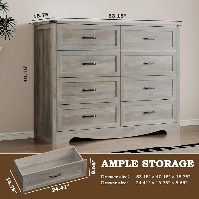 8-Drawer Dresser for Bedroom, Modern Wooden Chest of Drawers - Image 2