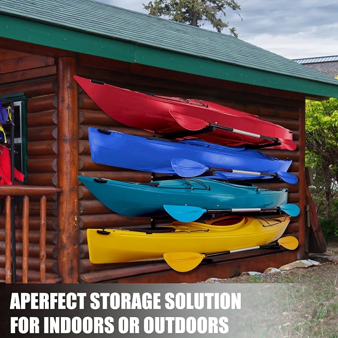 Kayak Wall Mount Rack for 4 Kayaks, Kayak Paddle Holder for Garage Storage - Image 7