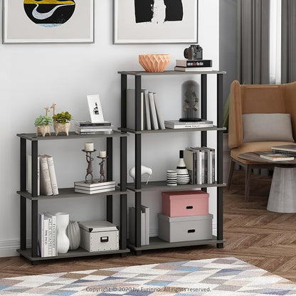 Furinno TURN-S-TUBE Storage Shelves Set of 2, 3-Tier Book Shelf, Corner Shelf - Image 2